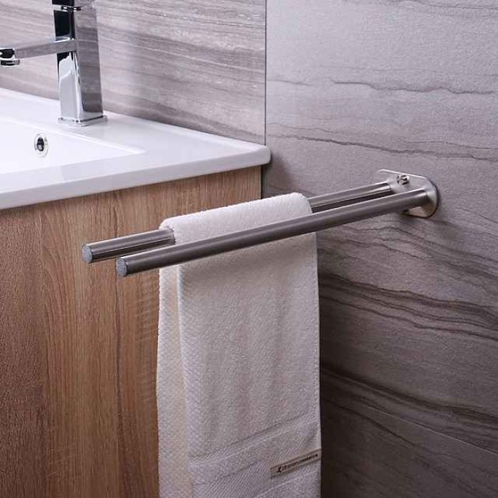 Double Arm Towel Holder 304 Stainless Steel Towel Bar Rail Wall Kitchen Hanger Shelf for Towels Bathroom Towel Rack