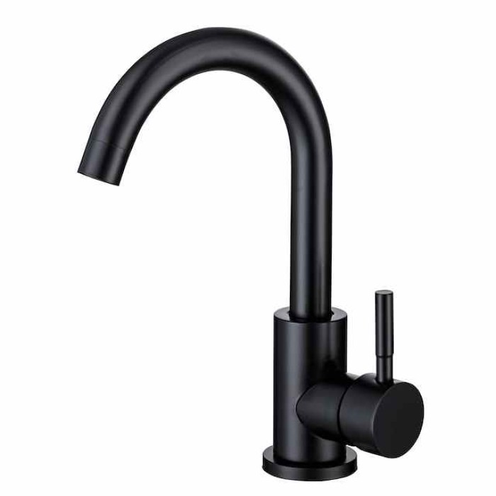 Bathroom Sink Faucet - Rotatable / Classic Stainless Steel / Painted Finishes Centerset Single Handle One Hole Bath Taps