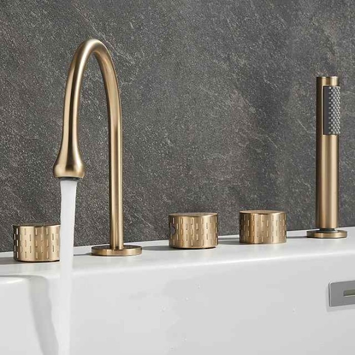 Bathtub Faucet - Contemporary Electroplated Roman Tub Brass Valve Bath Shower Mixer Taps