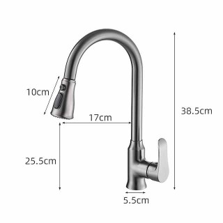 Kitchen Faucet with Pull-out Spray,Single Handle One Hole Brass High Arc 3-Modes Minimalist Style Kitchen Taps(Gun Grey/Black/Chrome)