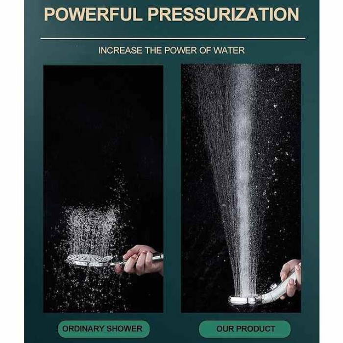 Shower Head 4 Mode Adjustable High Pressure Water Saving One-key Stop Water Handheld Pressurized Showerhead Bathroom Accessories(With 1.5m Water Pipe and Support)