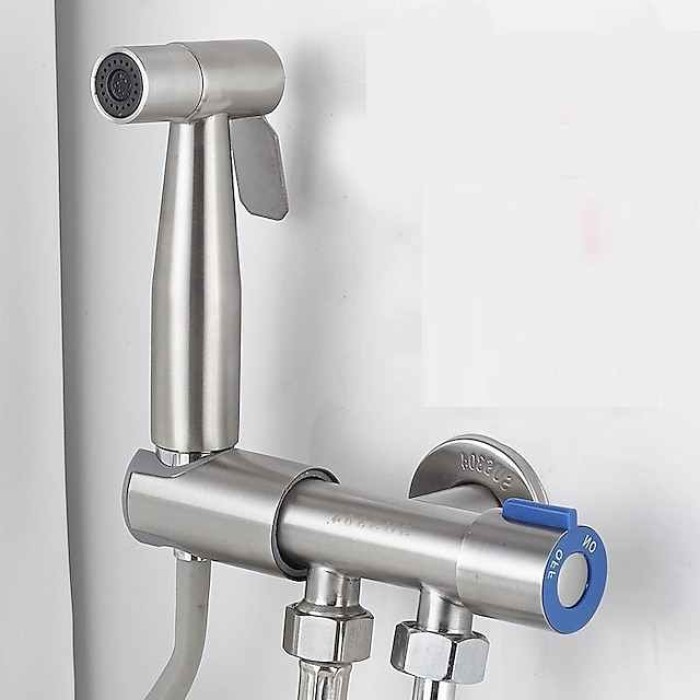 Handheld Toilet Bidet Sprayer Kit Wall-mount 304 Stainless Steel Toilet Bidet Showerhead with Hose Bathroom Cleaning Set