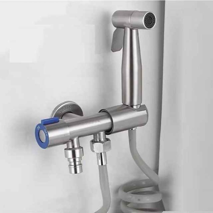 Handheld Toilet Bidet Sprayer Kit Wall-mount 304 Stainless Steel Toilet Bidet Showerhead with Hose Bathroom Cleaning Set