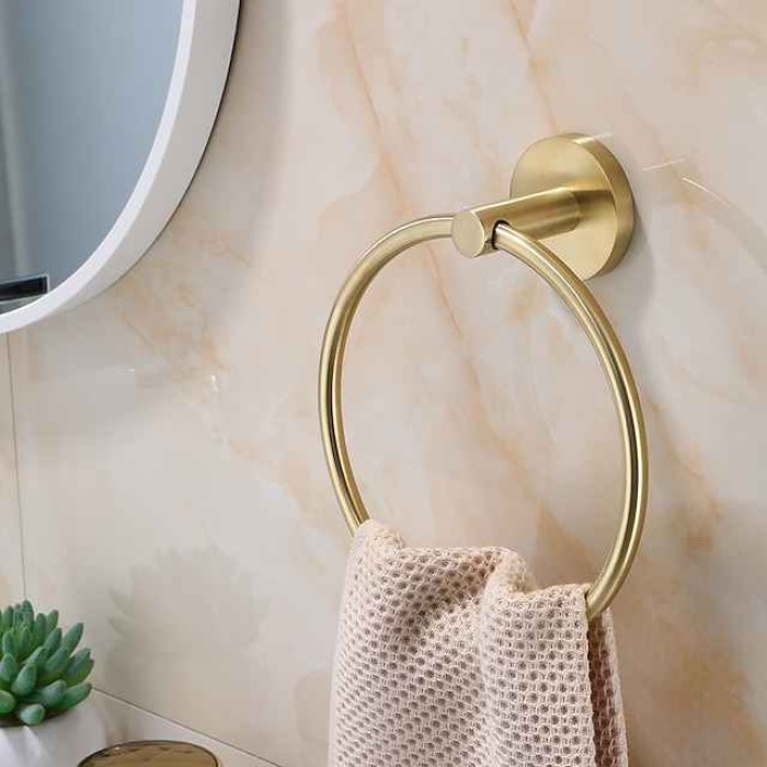 Towel Ring for Bathroom,Stainless Steel Hand Towel Holder Modern Circle Towel Hanger Round Towel Rack Wall Mounted(Black/Chrome/Golden/Brushed Nickel)