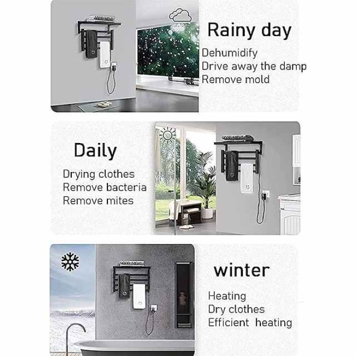 Towel Warmer Intelligent Electric Towel Rack Bathroom Towel Bar Electric Heating Constant Temperature Drying Perforated Free Towel Rack