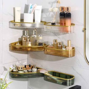 Bathroom Shower Shelf,Multi-Function Corner Storage Rack Kitchen Bathroom Bathroom Draining Shelf Washbasin Seamless Triangle Storage Rack