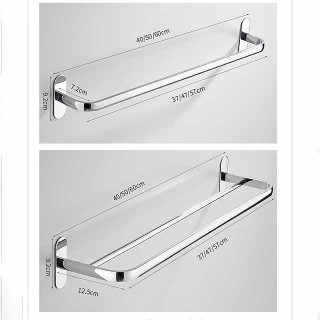 Non Perforated Towel Rack Stainless Steel Bathroom Pendant Bath Towel Hook Toilet Single Pole Double Pole Toilet Towel Bar