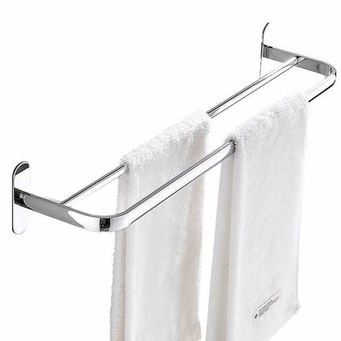 Non Perforated Towel Rack Stainless Steel Bathroom Pendant Bath Towel Hook Toilet Single Pole Double Pole Toilet Towel Bar