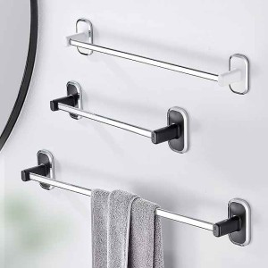 Towel Rack Stainless Steel Self-adhesive Bathroom Suction Cup Bathroom Hanger Toilet Hanger Plastic Wall Suction Single Bar Towel Bar Hole Free