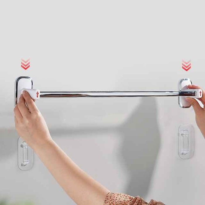 Towel Rack Stainless Steel Self-adhesive Bathroom Suction Cup Bathroom Hanger Toilet Hanger Plastic Wall Suction Single Bar Towel Bar Hole Free