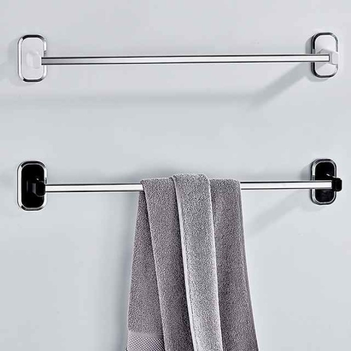 Towel Rack Stainless Steel Self-adhesive Bathroom Suction Cup Bathroom Hanger Toilet Hanger Plastic Wall Suction Single Bar Towel Bar Hole Free