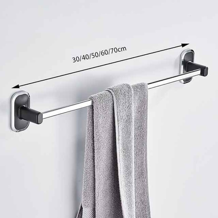 Towel Rack Stainless Steel Self-adhesive Bathroom Suction Cup Bathroom Hanger Toilet Hanger Plastic Wall Suction Single Bar Towel Bar Hole Free