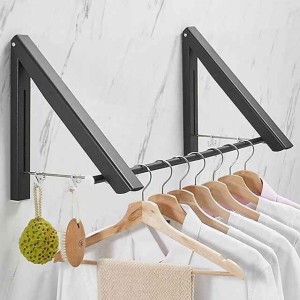 Aluminum Airer Black/Silver Balcony Clothes Hanger Bathroom Wall Hanging Folding Invisible Clothes Hanger Clothes Hanger Storage Rack