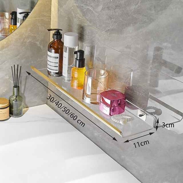 Black/Gold Acrylic Bathroom Shelf Perforated Free Toilet Washstand Toilet Wall Mounted Storage Rack