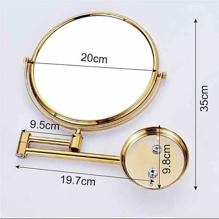 Wall Mounted Makeup Mirror with 3X Magnification, Double Sided Vanity Magnifying Mirror, Cosmetic Mirror Swivel Extendable Shaving Mirror for Bathroom, Ti-Gold