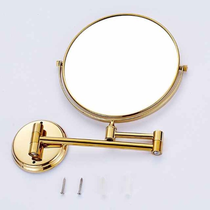 Wall Mounted Makeup Mirror with 3X Magnification, Double Sided Vanity Magnifying Mirror, Cosmetic Mirror Swivel Extendable Shaving Mirror for Bathroom, Ti-Gold