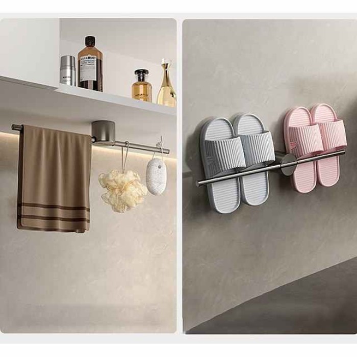 Bathroom Towel Bar Perforated Free Space Aluminum Towel Rack Extremely Simple Light Luxurious Towel Storage