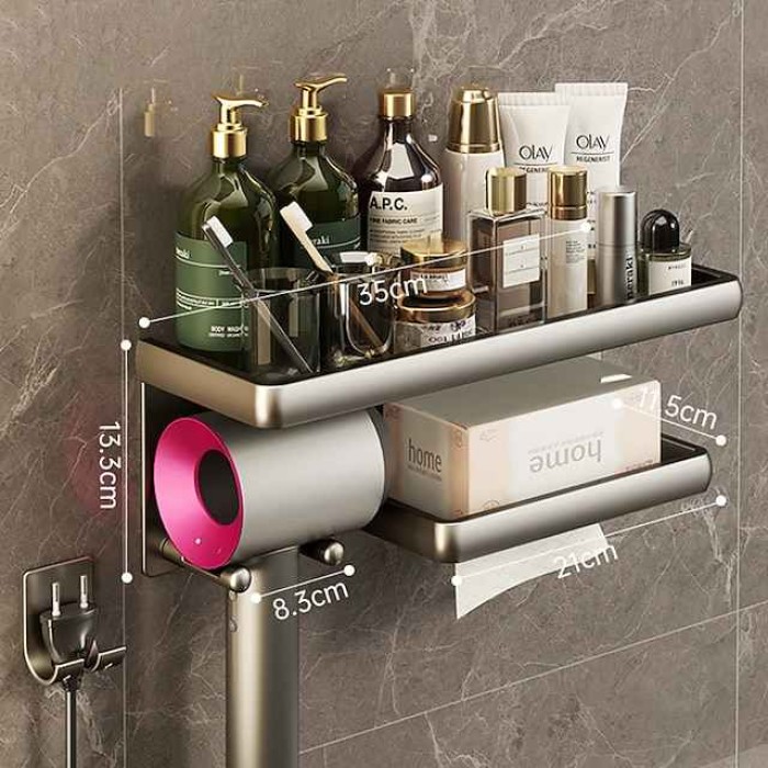 Hair Dryer Rack Paper Towel Rack Toilet Hair Dryer Rack Punch Free Bathroom Washstand Toilet Rack