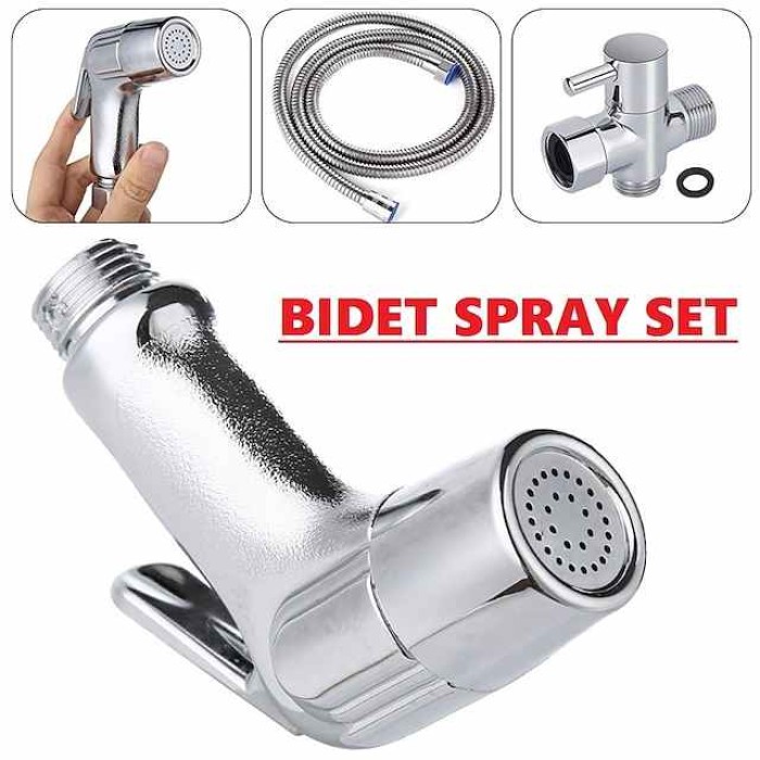 Handheld Toilet Bidet Sprayer Set Kit Stainless Steel Hand Bidet Faucet for Bathroom Handheld Shower Head Nozzle Hose Set Toilet Sprinkler Docking Hand Shower Head Handheld Toilet Sprayer Accessories