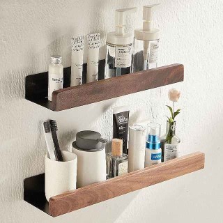 Bathroom Shelves Wall Mounted Walnut Space Aluminum Shower Shelf Storage Organizer Rack Bathroom Kitchen Bathroom Hardware Pendant Shower Rack Corner Shelf 1pc