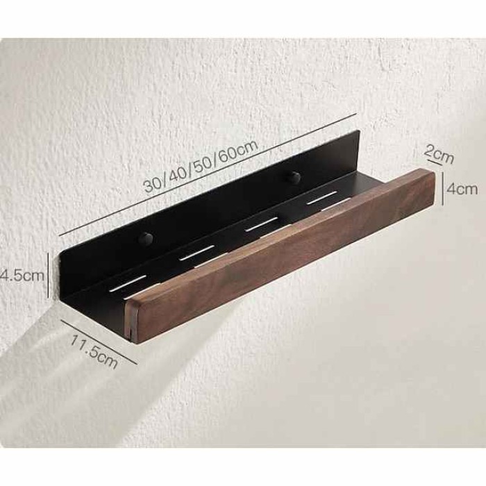 Bathroom Shelves Wall Mounted Walnut Space Aluminum Shower Shelf Storage Organizer Rack Bathroom Kitchen Bathroom Hardware Pendant Shower Rack Corner Shelf 1pc