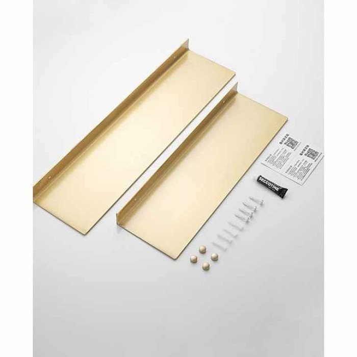 Bathroom Shelf Self-adhesive Bath Storage Rack 30-60cm Modern Space Aluminum Rust-proof Bathroom Organizer Wall Shelf 1pc (Brushed Golden)