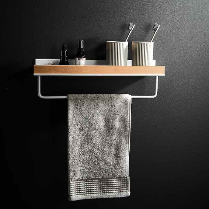 Bathroom Shelves Wall Mounted Beech Space Aluminum Shower Shelf Storage Organizer Rack Bathroom Kitchen Bathroom Hardware Pendant Shower Rack Corner Shelf 1pc