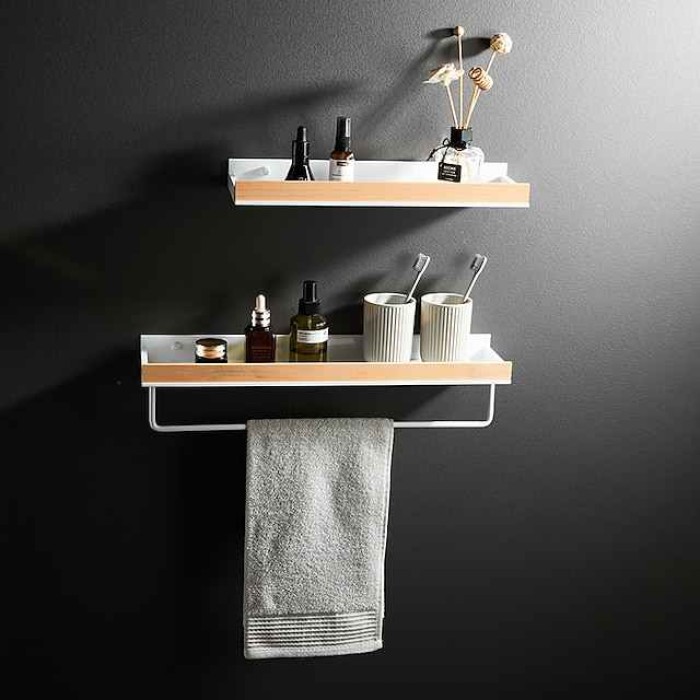 Bathroom Shelves Wall Mounted Beech Space Aluminum Shower Shelf Storage Organizer Rack Bathroom Kitchen Bathroom Hardware Pendant Shower Rack Corner Shelf 1pc