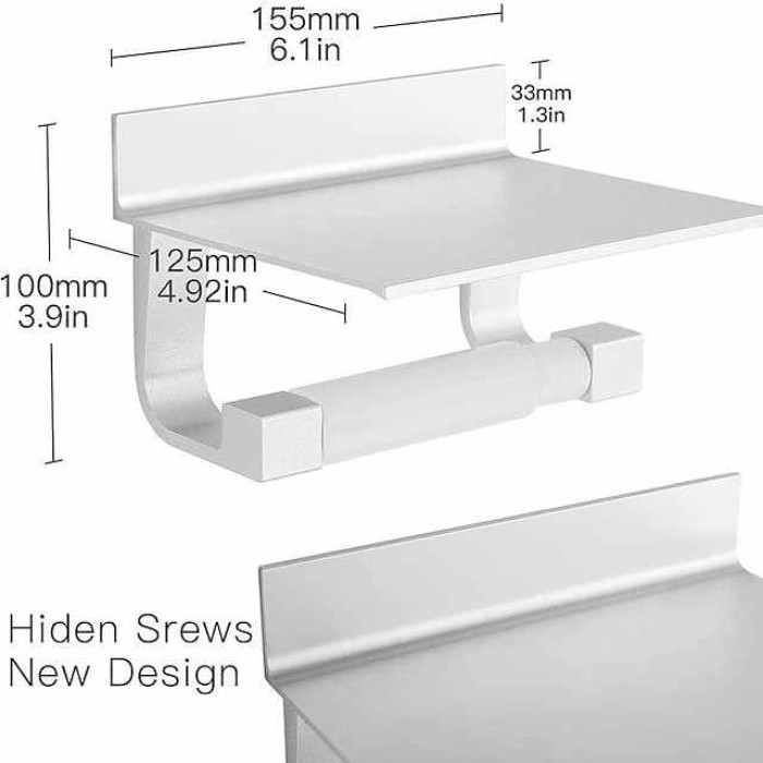 Toilet Paper Holder No Drilling Required Toilet Paper Holder with Shelf Self-Adhesive Toilet Roll Holder with Patented Adhesive Toilet Roll Holder Wall Mounted for Kitchen and Bathroom