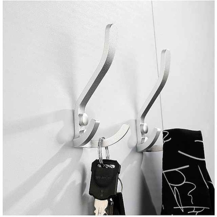 1pc Wall Hooks for Hanging Heavy Duty Black Coat Hooks Towel Hooks Hardware Single Hardware Bathroom Hook Kitchen Hook Aluminum Alloy Headphone Holder Hooks