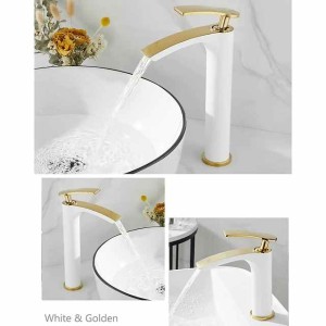 Bathroom Waterfall Sink Faucet, Basin Mixer Taps Tall Short Brass, Deck Mounted Single Handle One Hole Tap with Hot and Cold Hose Vessel Water Tap Washroom