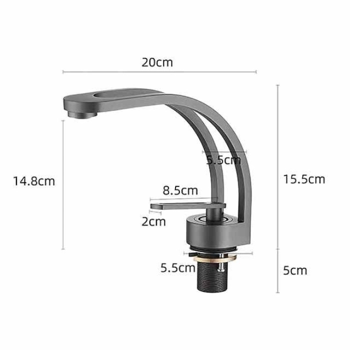 Basin Sink Mixer Taps, Deck Mounted Bathroom Sink Faucet, Brass Sinlge Handle with Hot and Cold Hose, One Hole Vessel Water Tap Chrome Black White Grey