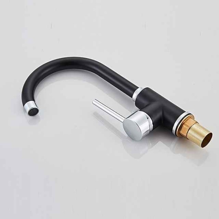 Kitchen Sink Mixer Faucet, Single Handle Vessel Taps with Hot and Cold Hose, Brass Water Taps One Hole Deck Mounted