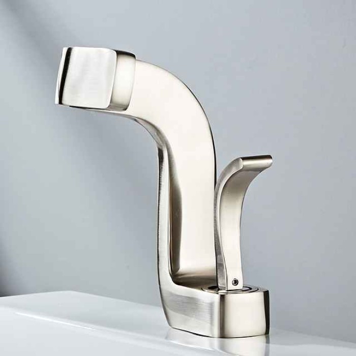 Waterfall Bathroom Sink Mixer Faucet Brass, Basin Taps Single Handle One Hole with Hot and Cold Hose Vessel Water Tap Deck Mounted