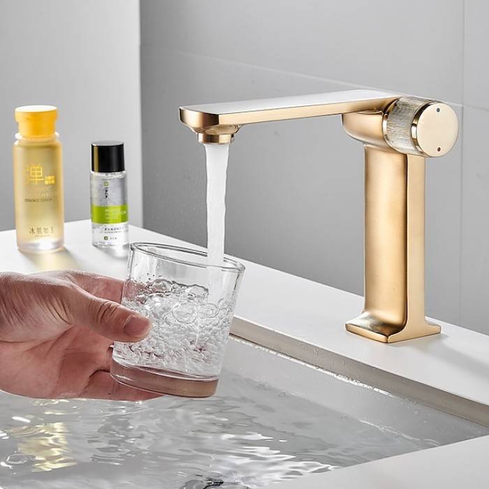 Basin Sink Mixer Taps, Bathroom Sink Faucet Single Handle One Hole Deck Mounted Vessel Water Tap with Hot and Cold Hose