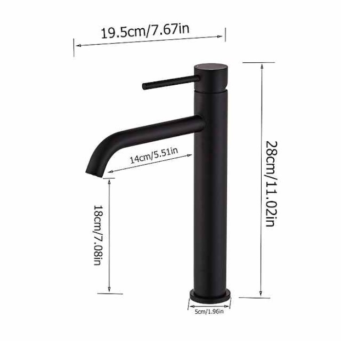 Bathroom Basin Sink Mixer Tap Stainless Steel, Tall Wash Basin Faucet Mono Counter Top Vessel Sink Taps with Hot and Cold Water Hose, Single Lever Handle Monobloc Washroom Vessel Basin Tap