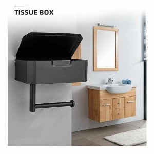 Toilet Paper Holder with Storage and Shelf, Matt Black Bathroom Toilet Paper Holder Wall Mount， Stainless Steel Flushable Wet Wipes Dispenser - Hide Your Wipes from View