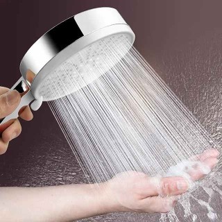 5 Mode Shower Head High Pressure Handheld Spray, with Stop Button Adjustable High-Pressure Water Saving, Shower Bathroom Accessories, Large Panel Electroplating Five-speed Showerhead