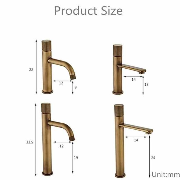 Bathroom Sink Mixer Faucet Single Knob, Vintage Mono Basin Taps Brass Deck Mounted, Monobloc Single Handle One Hole Vessel Water Tap with Hot Cold Water Hose Washroom