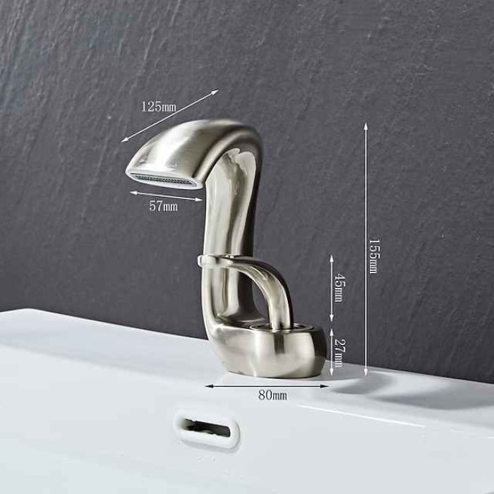 Waterfall Bathroom Sink Mixer Faucet Deck Mount, Mono Wash Basin Single Handle Basin Taps Washroom with Hot and Cold Hose, Monobloc Vessel Water Brass Tap Black White Chrome Brushed