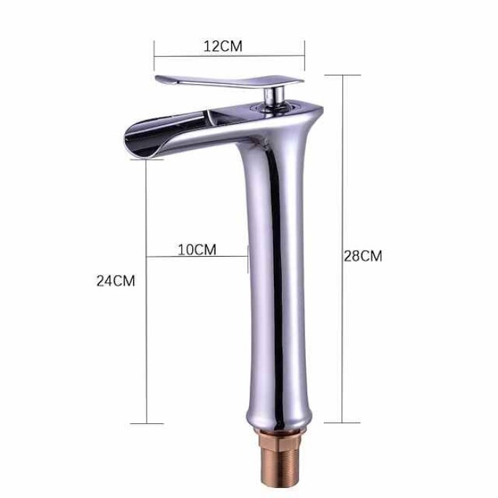 Waterfall Bathroom Sink Mixer Faucet Tall, Mono Wash Basin Single Handle Basin Taps Washroom with Hot and Cold Hose Monobloc Vessel Water Brass Tap Deck Mounted