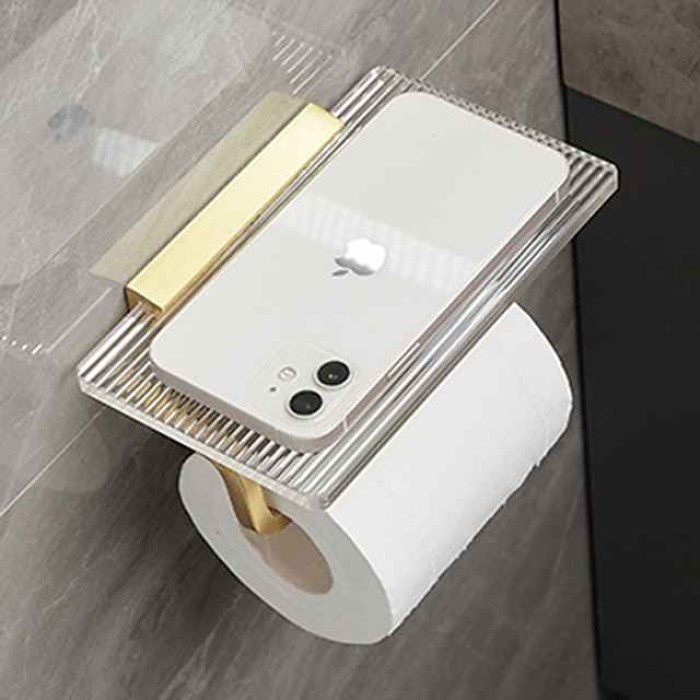 Acrylic Tissue Holder Toilet Tissue Box Toilet Perforated Toilet Paper Box Bathroom Roll Toilet Paper Storage Rack