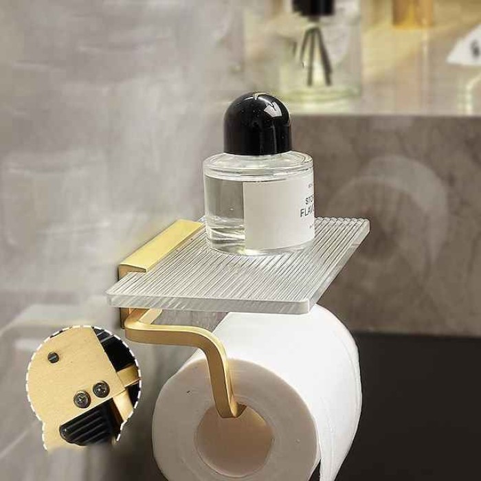 Acrylic Tissue Holder Toilet Tissue Box Toilet Perforated Toilet Paper Box Bathroom Roll Toilet Paper Storage Rack