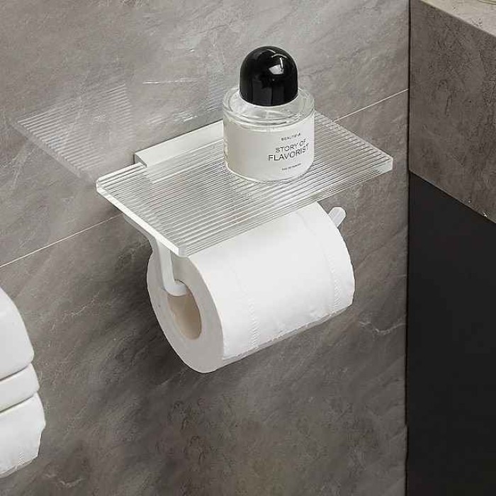 Acrylic Tissue Holder Toilet Tissue Box Toilet Perforated Toilet Paper Box Bathroom Roll Toilet Paper Storage Rack