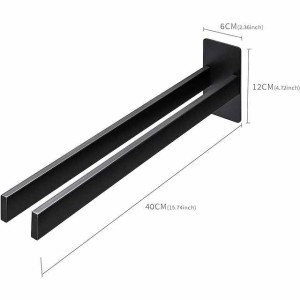 Towel Holder No Drilling Black Matt Stainless Steel Self-Adhesive Towel Holder Square 40 cm Towel Holder Wall Bathroom Hand Towel Holder for Bathroom