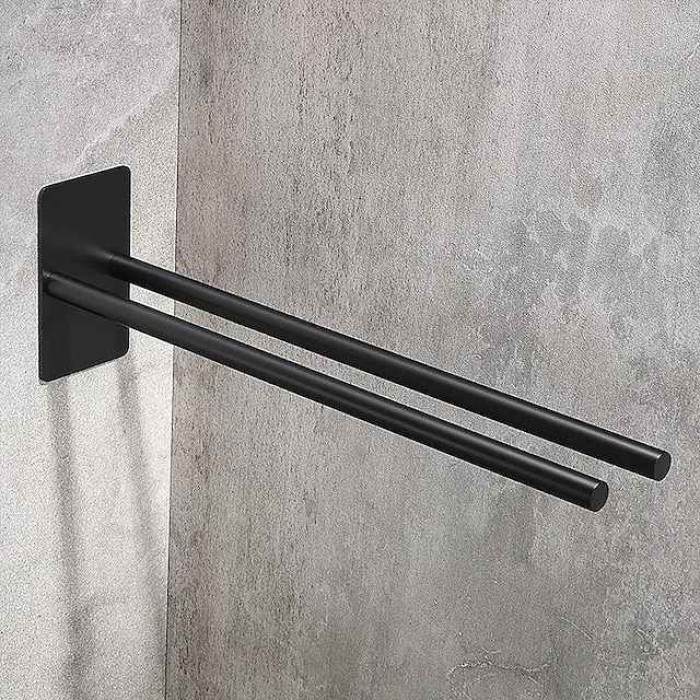 Towel Holder No Drilling Black Matt Stainless Steel Self-Adhesive Towel Holder Square 40 cm Towel Holder Wall Bathroom Hand Towel Holder for Bathroom