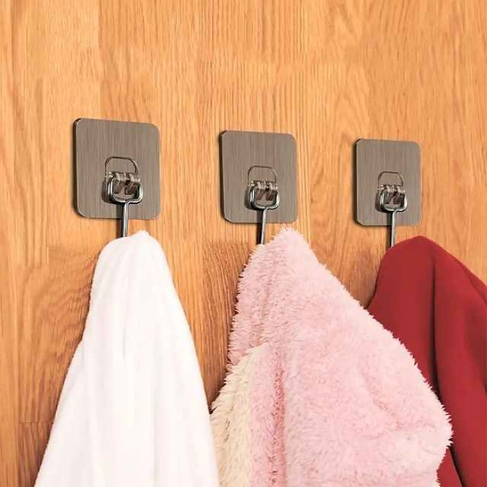 5pcs Wall Hooks Wall Mounted Hanger Large Adhesive Hooks Large Size Free Punching Hook For Bathroom Kitchen Room Bathroom Accessories