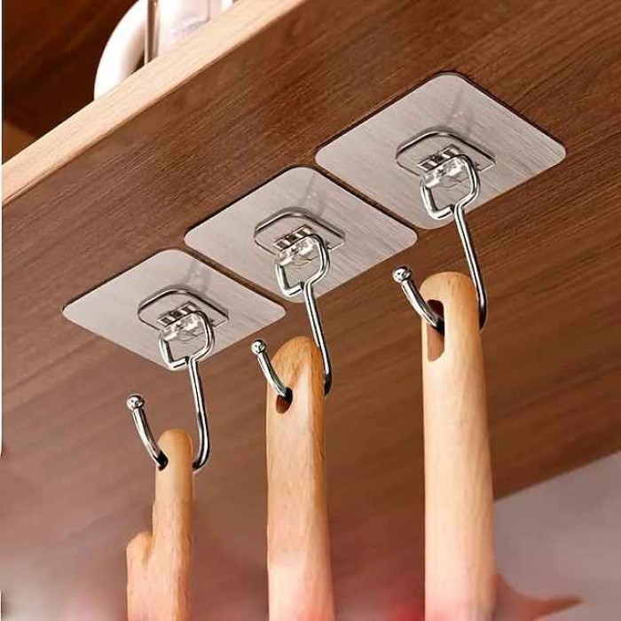 5pcs Wall Hooks Wall Mounted Hanger Large Adhesive Hooks Large Size Free Punching Hook For Bathroom Kitchen Room Bathroom Accessories