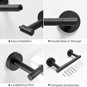 Black Toilet Paper Holder Bathroom Flexible Pivoting Tissue Handle on Wall Mounted, SUS 304 Stainless Steel Adjustable TP Large Mega Roll Holder for Wooden Cabinet Classic Matte