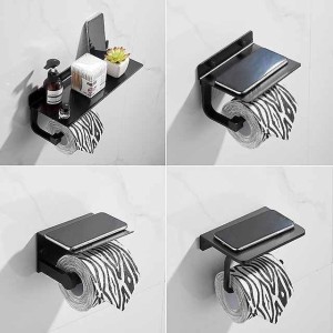 Toilet Paper Holder Space Aluminum Roller Paper Storage Rack Tissue Roll Hanger Bathroom Paper Towel Dispenser Office Toilet Paper Holder